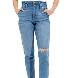 American Eagle Highest Rise Mom Jeans Mid Wash Paperbag Waist Size 8
